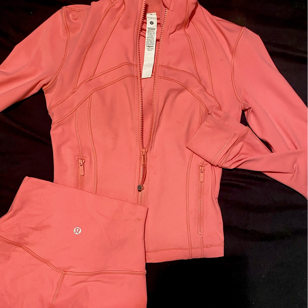 Pink lulu lemon jacket + shorts